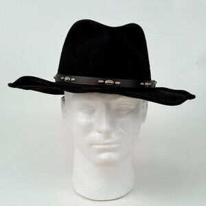 Double S Outback Wool Felt Hat Black Medium Cowboy Western Studded Hatband